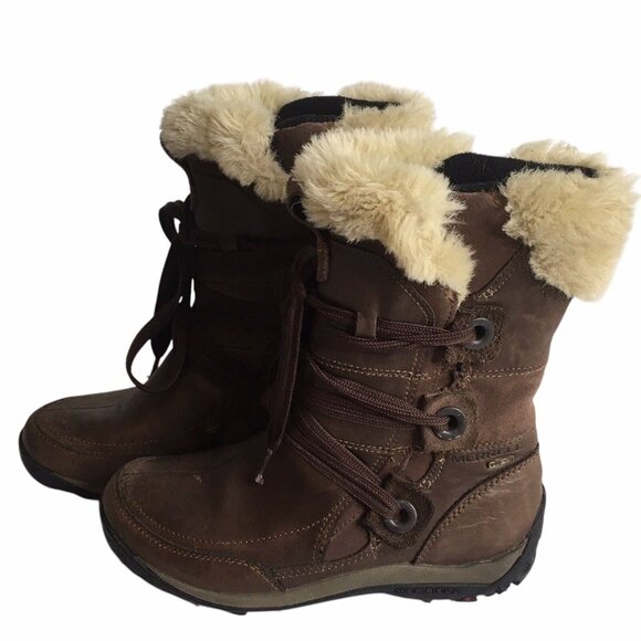 Merrell Nikita Winter Boots Womens 6 Brown Leather Primaloft Waterproof Hiking - Picture 7 of 13